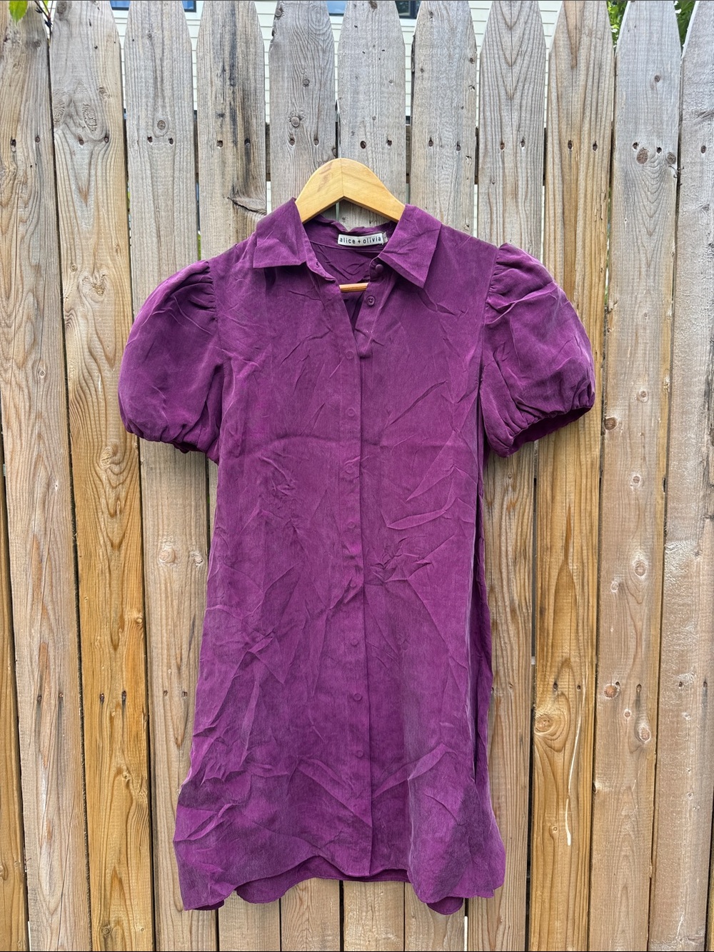 Alice + Olivia silk Deep Plum Button-Up Shirt dress